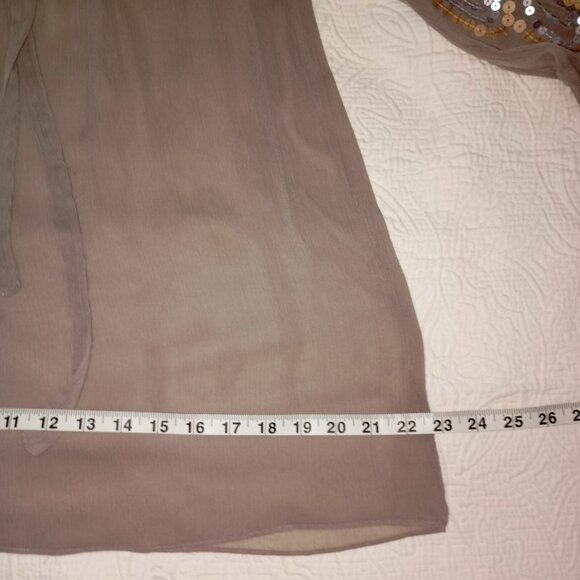 INC Womens Sequin-Embellished Blouse Size 4 Taupe  3/4 Sleeve Bohemia Boho - Picture 11 of 11